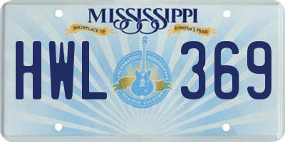 MS license plate HWL369
