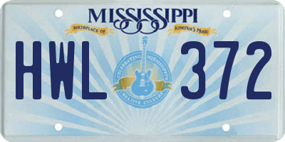 MS license plate HWL372