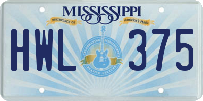 MS license plate HWL375