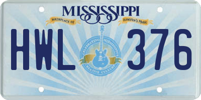 MS license plate HWL376