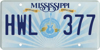MS license plate HWL377