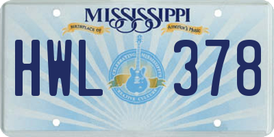 MS license plate HWL378