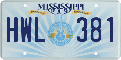 MS license plate HWL381