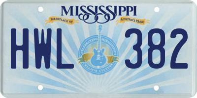 MS license plate HWL382