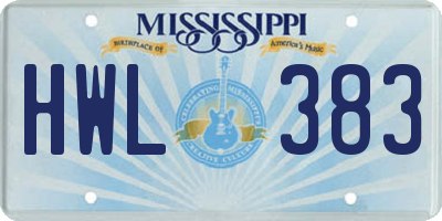 MS license plate HWL383