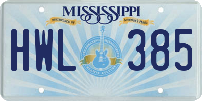 MS license plate HWL385