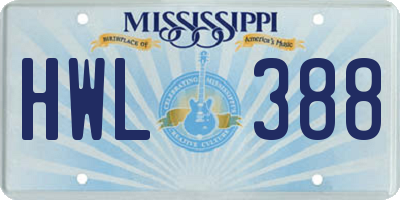 MS license plate HWL388