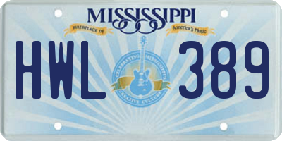 MS license plate HWL389
