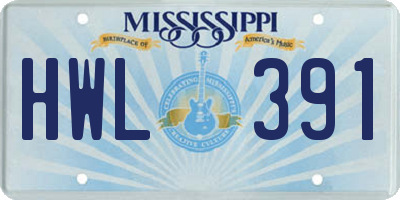 MS license plate HWL391