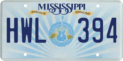 MS license plate HWL394