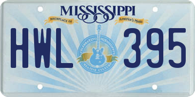 MS license plate HWL395
