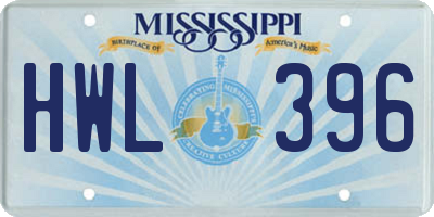 MS license plate HWL396