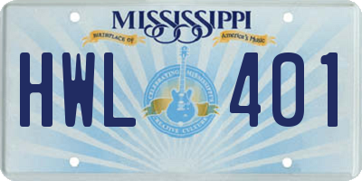 MS license plate HWL401