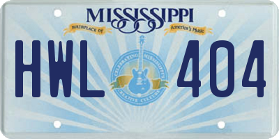 MS license plate HWL404