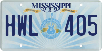 MS license plate HWL405