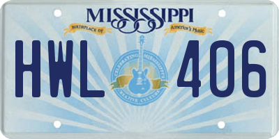 MS license plate HWL406