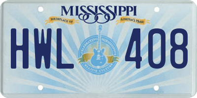 MS license plate HWL408