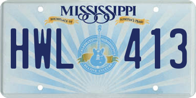 MS license plate HWL413