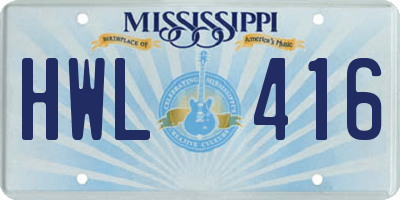 MS license plate HWL416