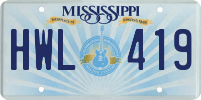 MS license plate HWL419