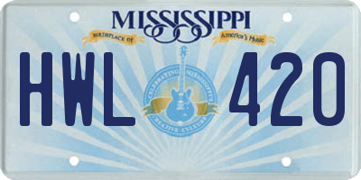 MS license plate HWL420