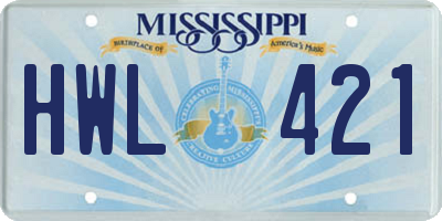 MS license plate HWL421