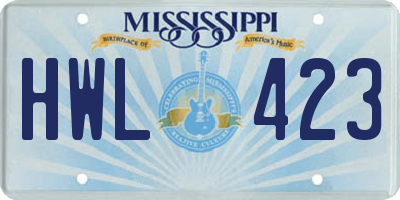 MS license plate HWL423