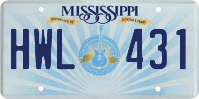 MS license plate HWL431