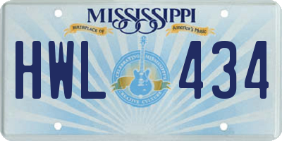 MS license plate HWL434