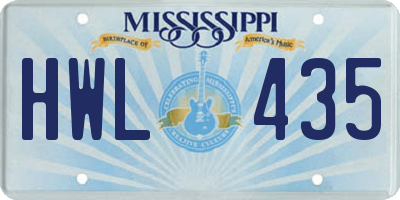 MS license plate HWL435