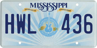 MS license plate HWL436