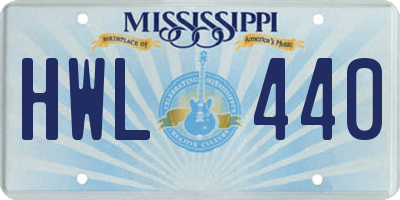 MS license plate HWL440