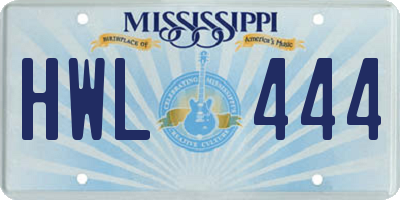 MS license plate HWL444