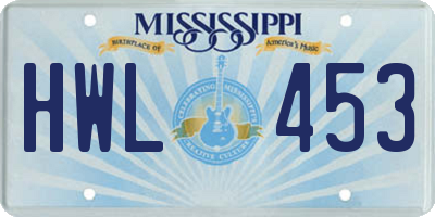 MS license plate HWL453