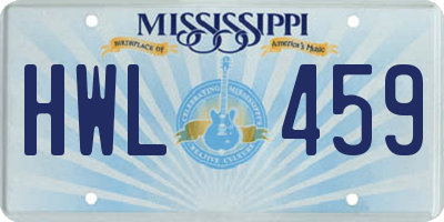 MS license plate HWL459
