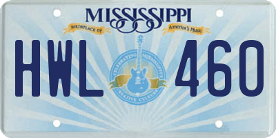 MS license plate HWL460