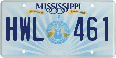 MS license plate HWL461