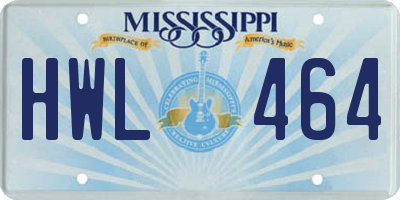 MS license plate HWL464