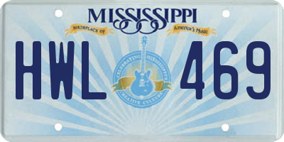 MS license plate HWL469