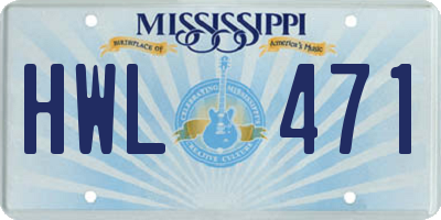 MS license plate HWL471