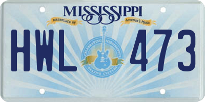 MS license plate HWL473