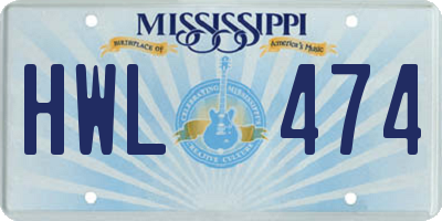 MS license plate HWL474