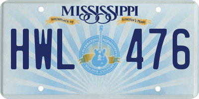 MS license plate HWL476