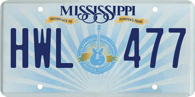 MS license plate HWL477