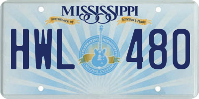 MS license plate HWL480
