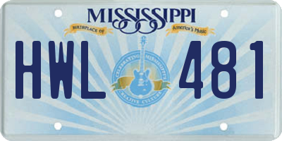 MS license plate HWL481