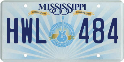 MS license plate HWL484