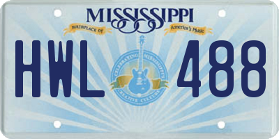 MS license plate HWL488