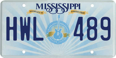MS license plate HWL489