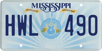MS license plate HWL490